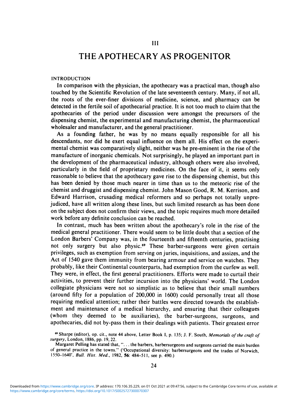 The Apothecary As Progenitor