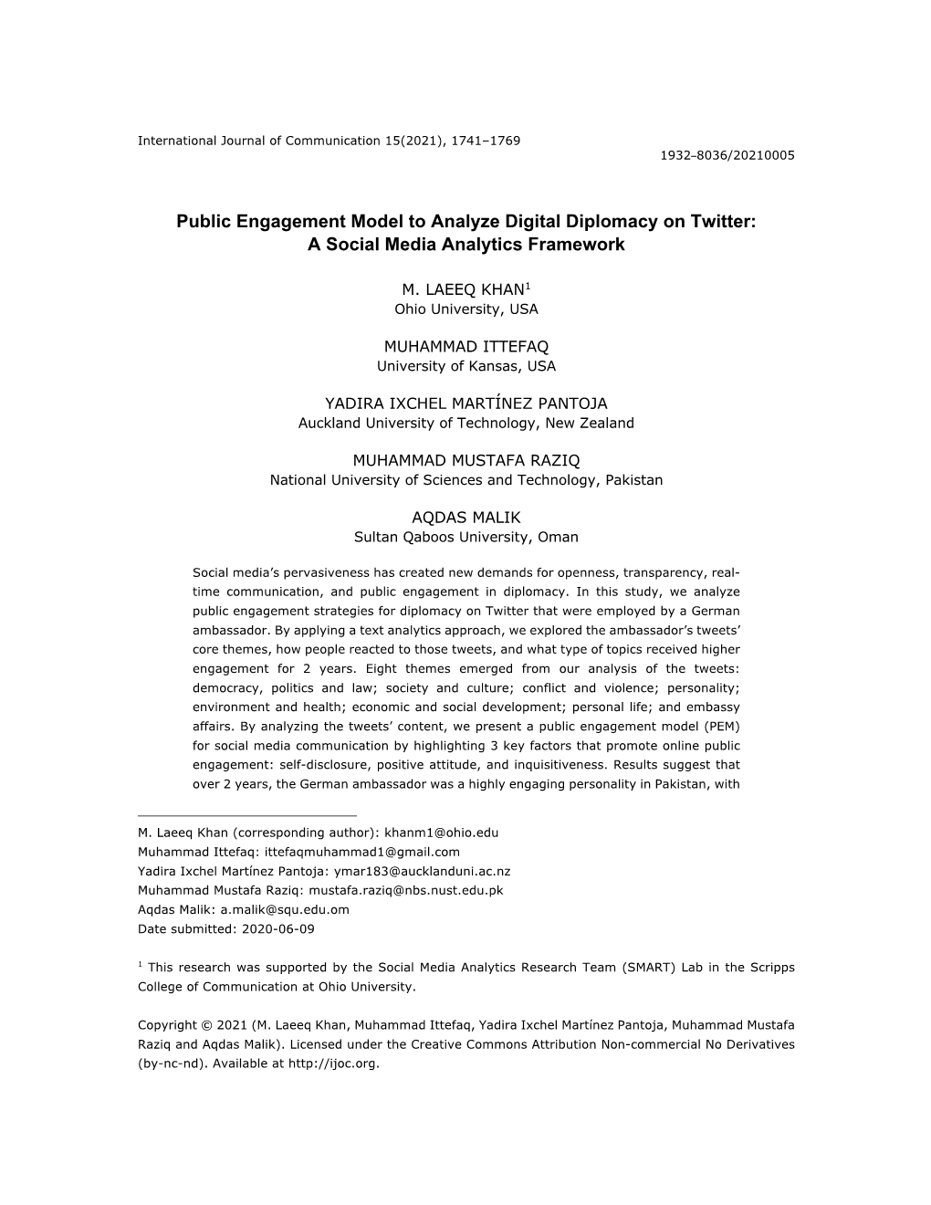 Public Engagement Model to Analyze Digital Diplomacy on Twitter: a Social Media Analytics Framework