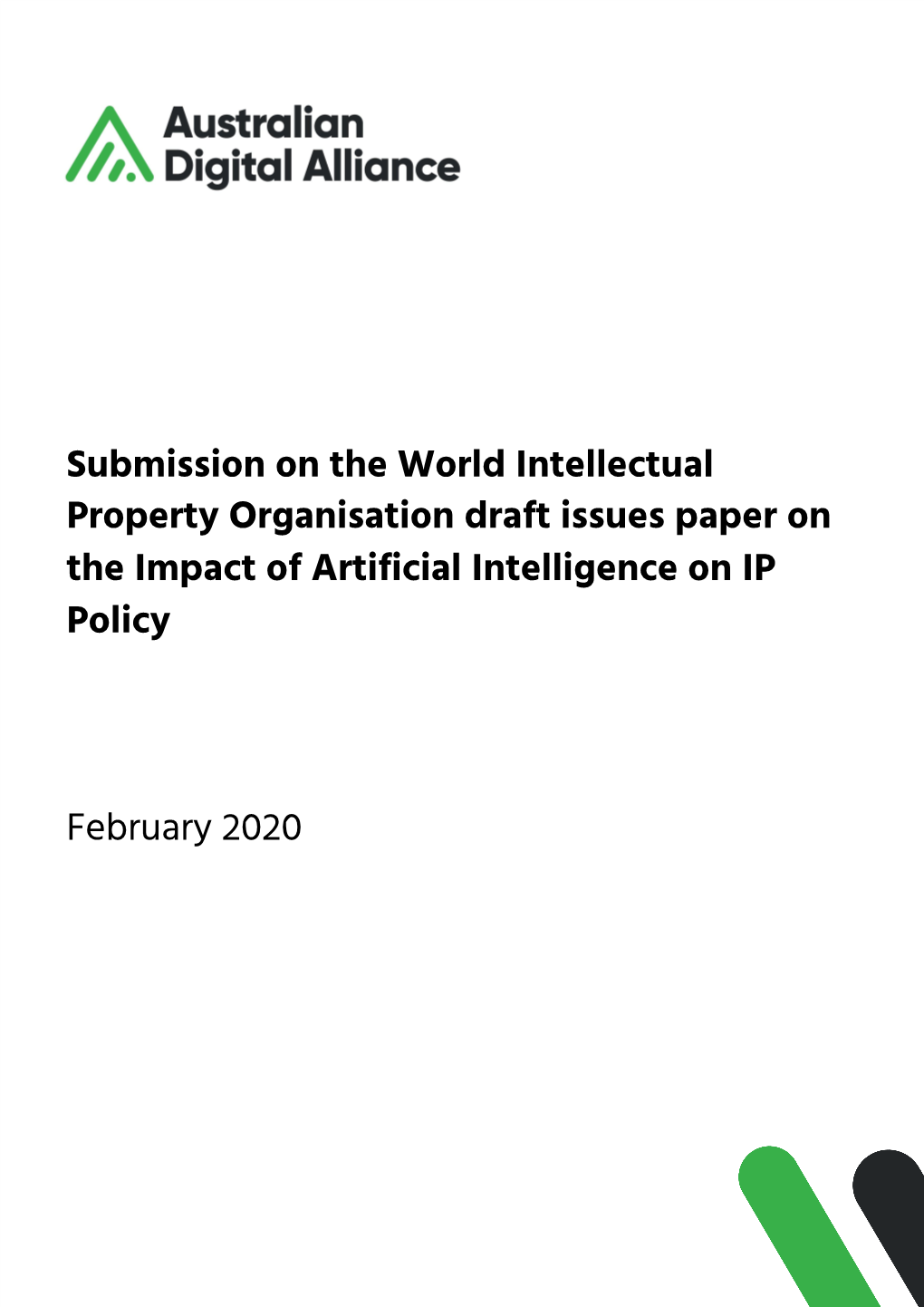 Submission on the World Intellectual Property Organisation Draft Issues Paper on the Impact of Artificial Intelligence on IP Policy