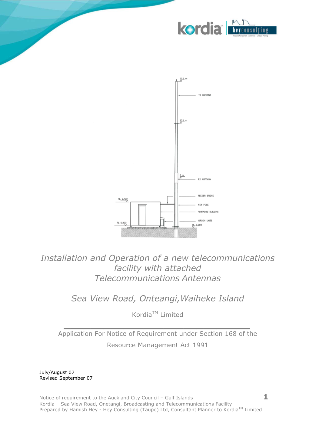 Installation and Operation of a New Telecommunications Facility with Attached Telecommunications Antennas