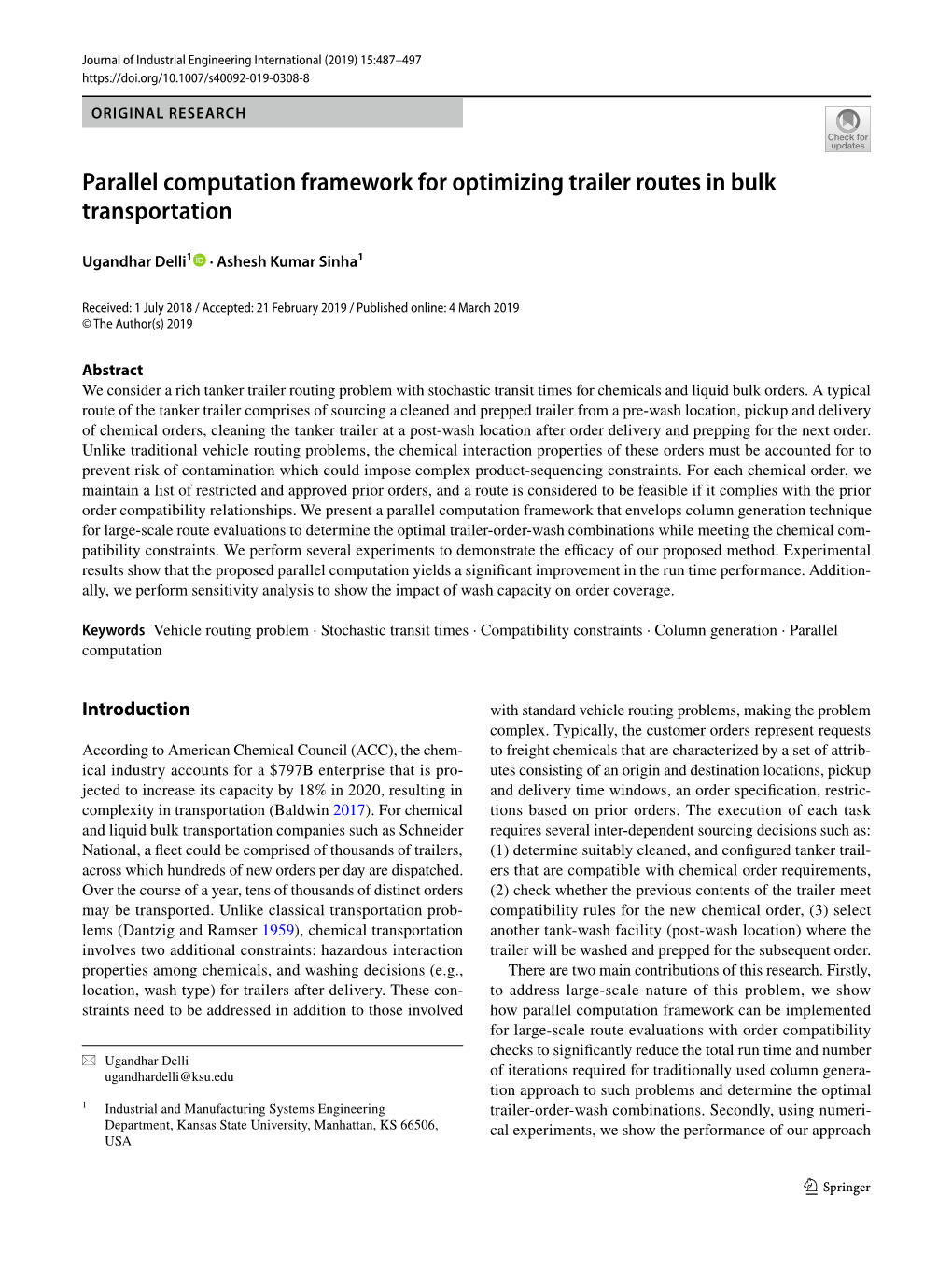 Parallel Computation Framework for Optimizing Trailer Routes in Bulk Transportation