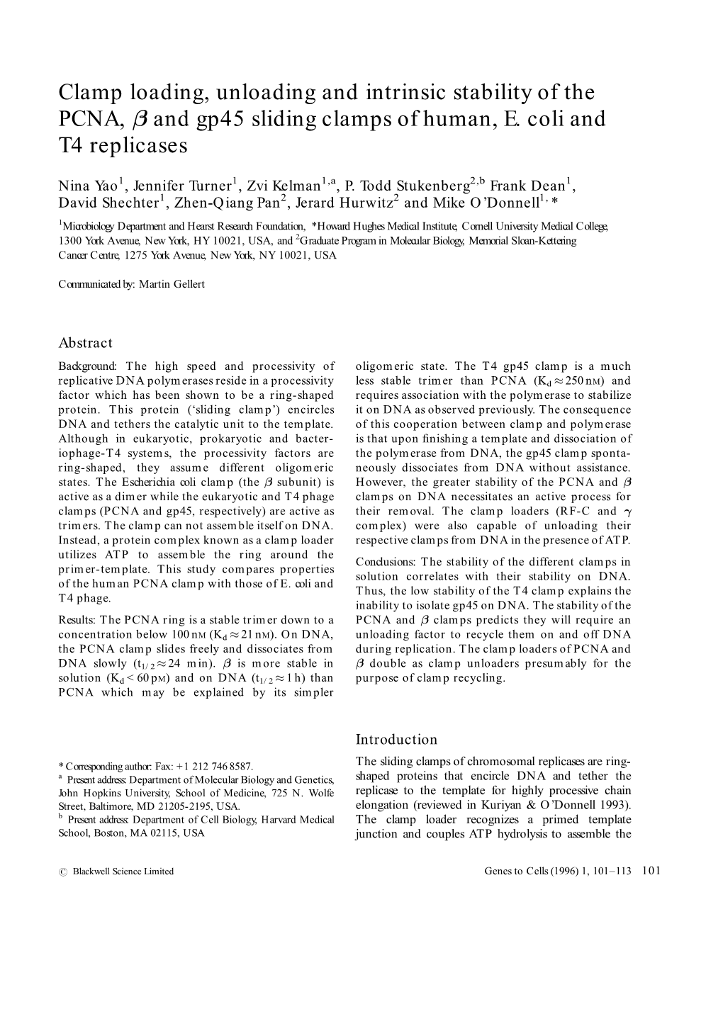 Clamp Loading, Unloading and Intrinsic Stability of the PCNA, Β and Gp45 Sliding Clamps of Human