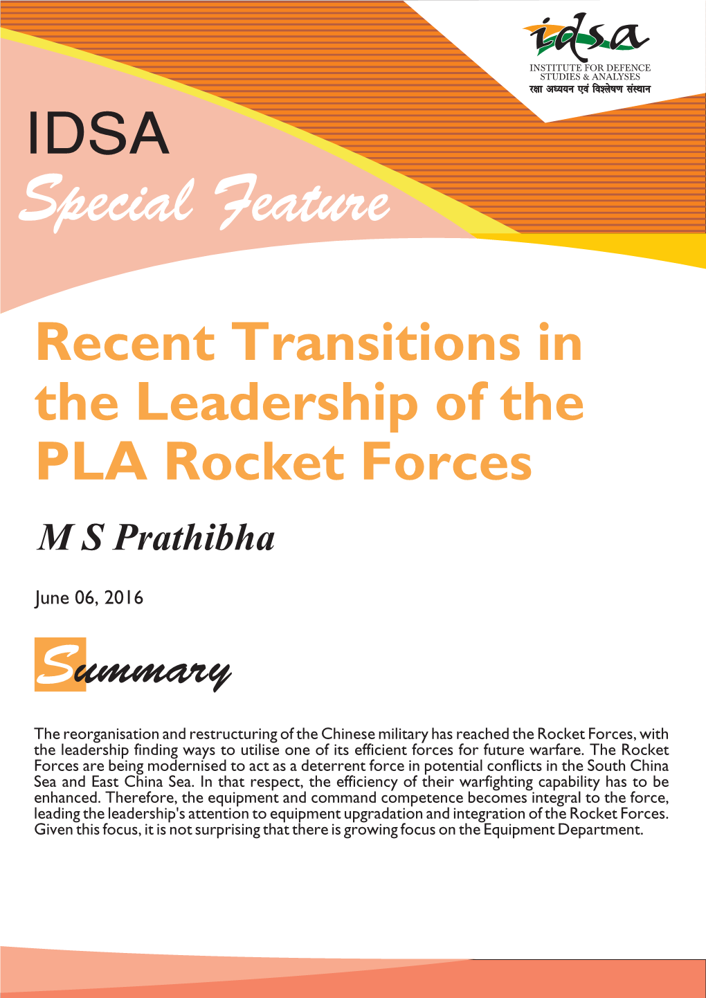 Recent Transitions in the Leadership of the Pla Rocket Forces