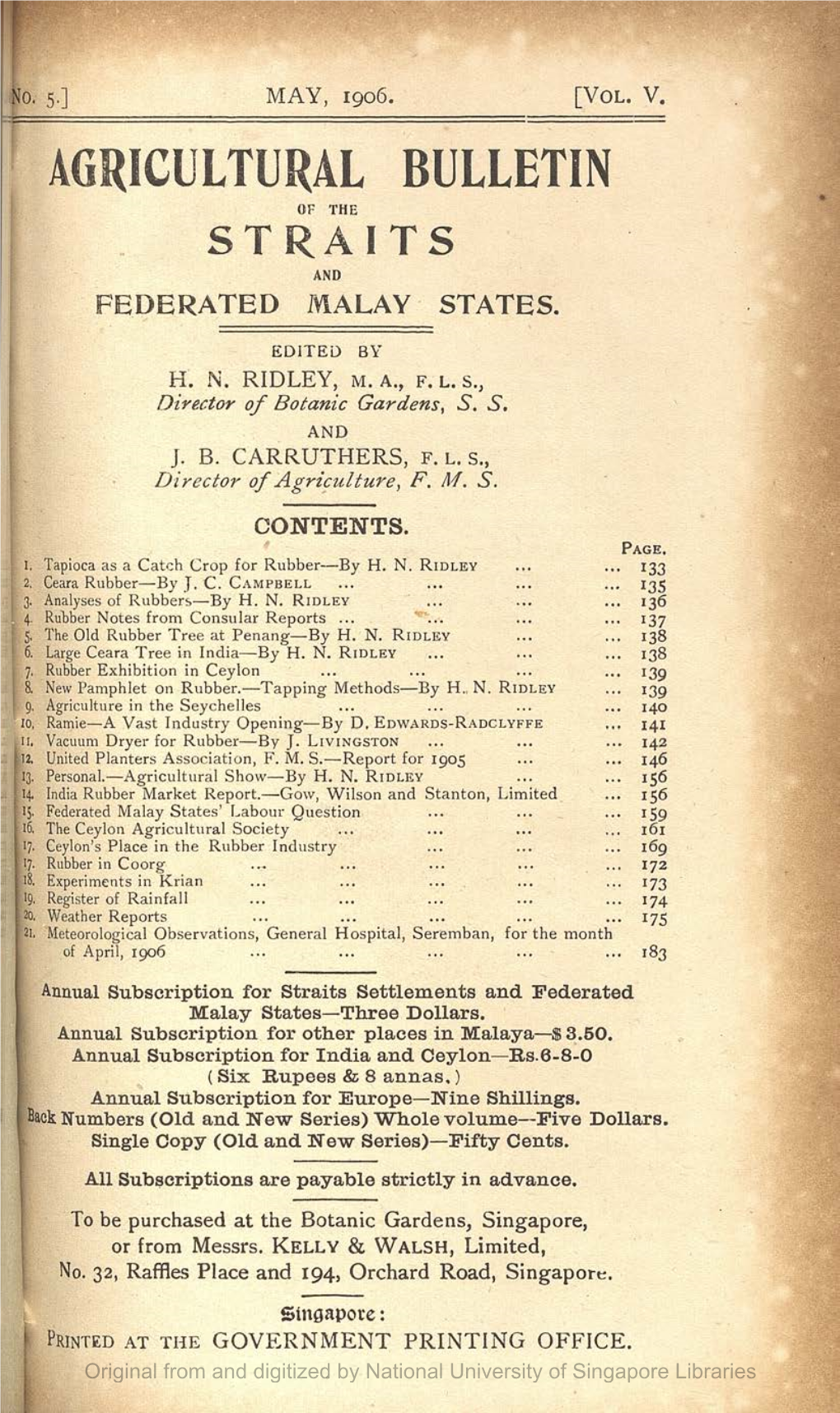 Agricultural Bulletin of the Straits and Federated Malay States