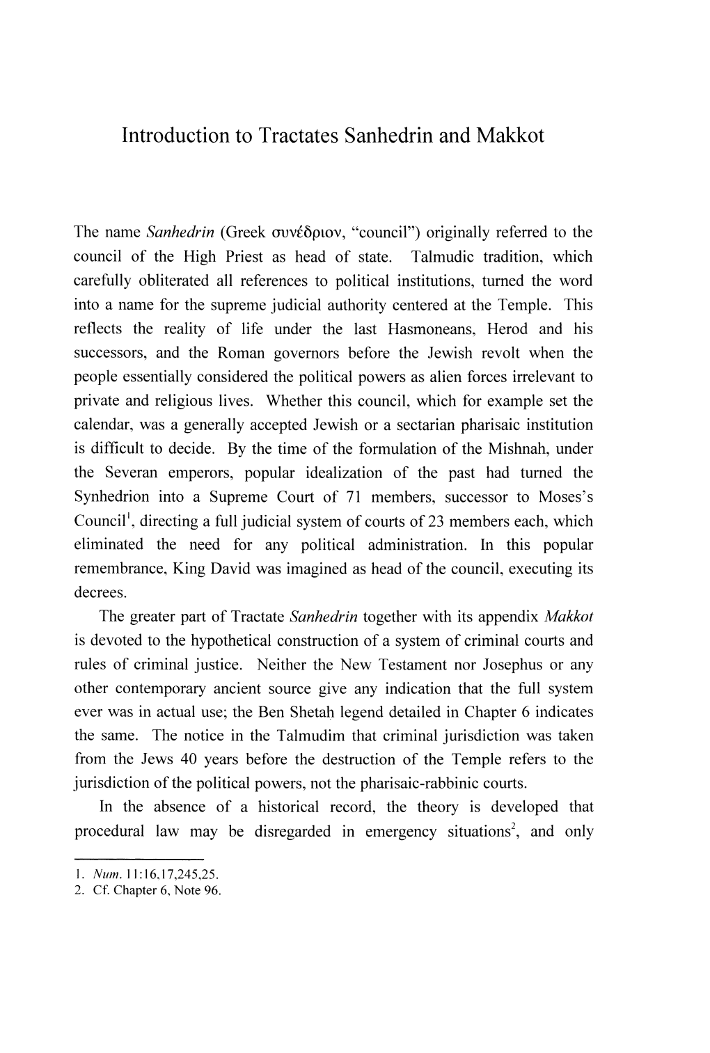 Introduction to Tractates Sanhedrin and Makkot