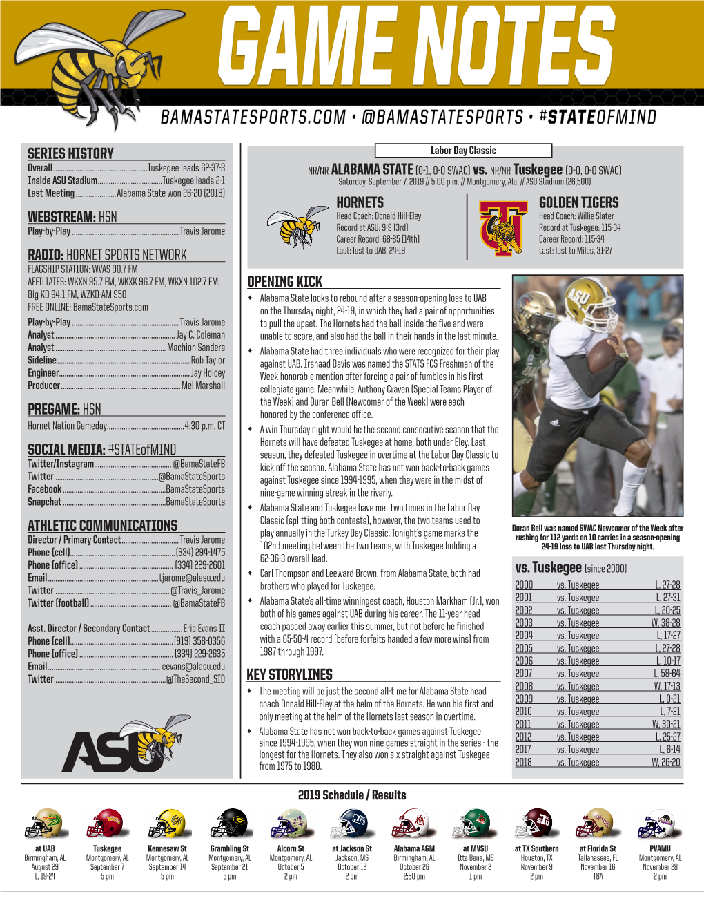 Alabama State Game Notes