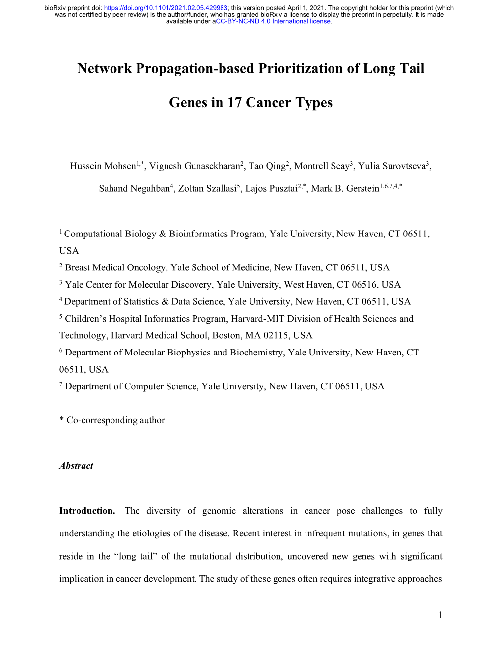 Network Propagation-Based Prioritization of Long Tail Genes In