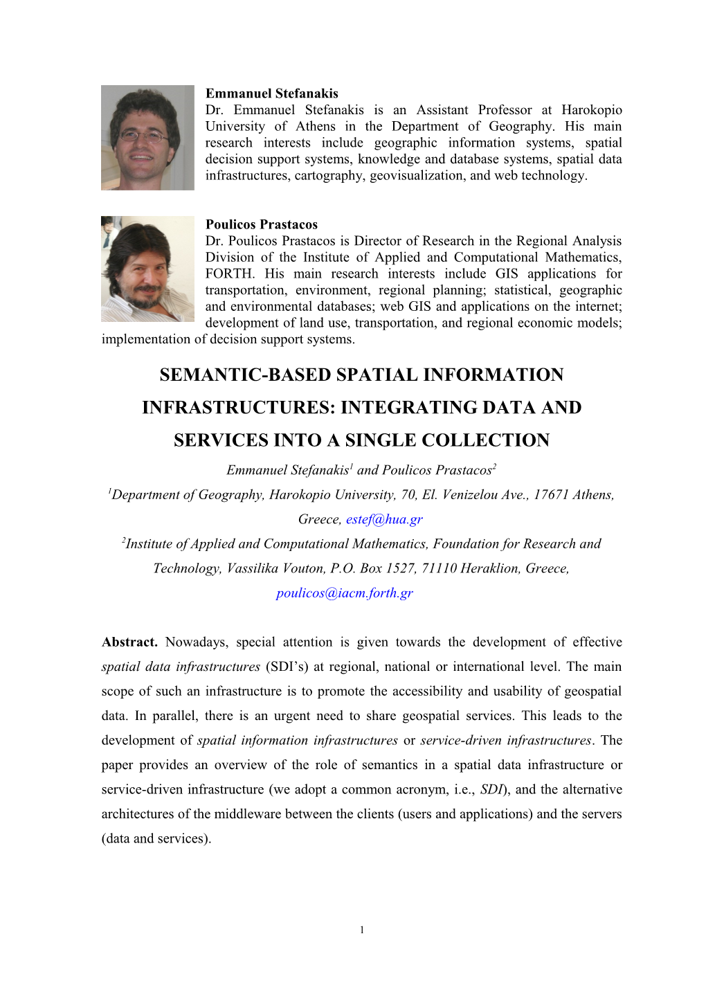 The Role of Semantics in a Spatial Data Infrastructure