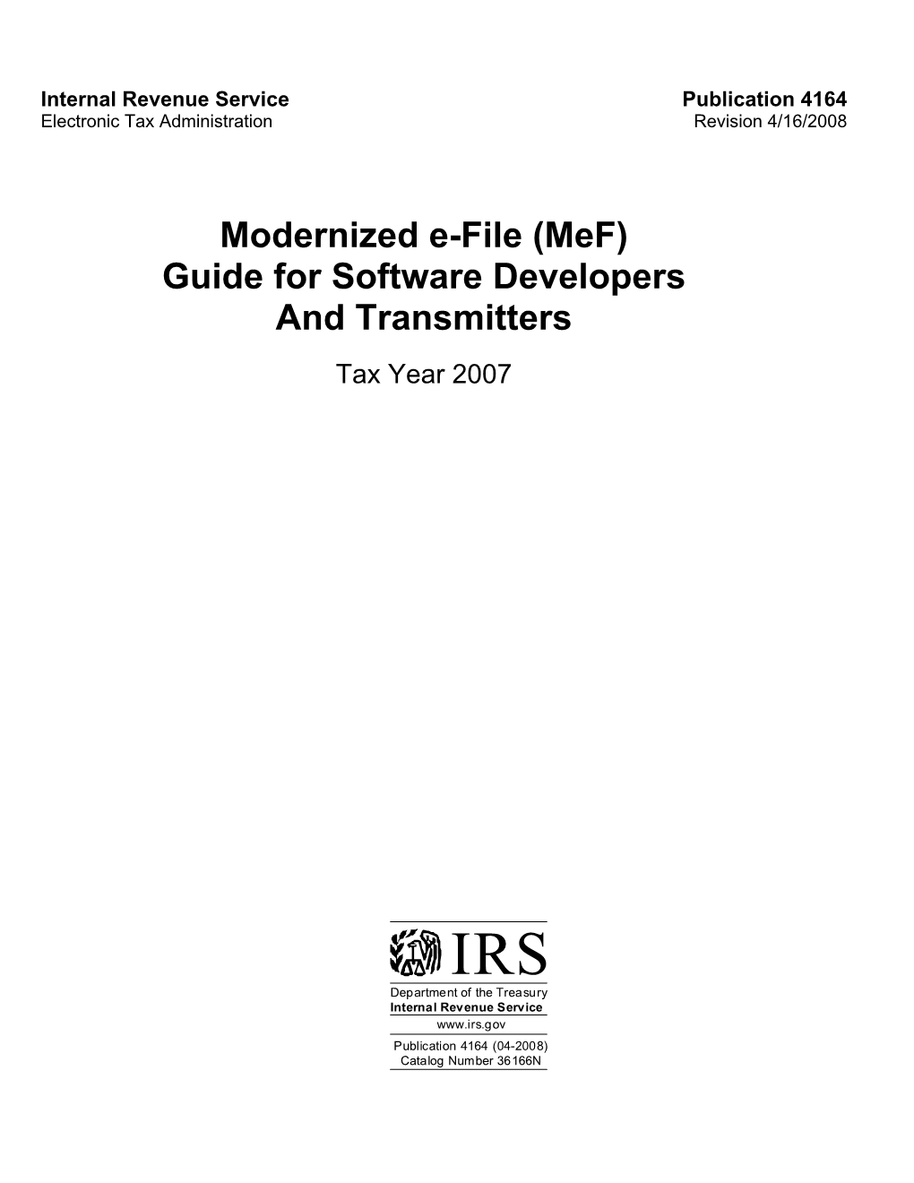 Modernized E-File (Mef) Guide for Software Developers and Transmitters