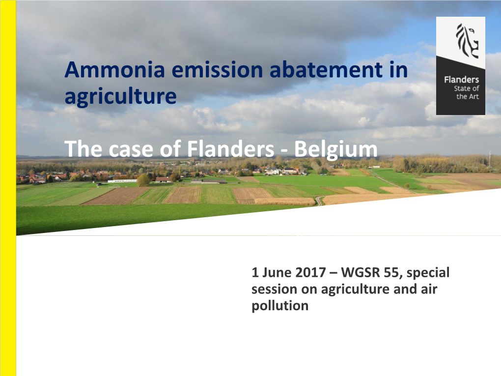 Ammonia Emission Abatement in Agriculture the Case of Flanders