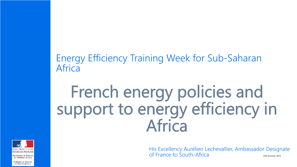 French Energy Policies and Support to Energy Efficiency in Africa