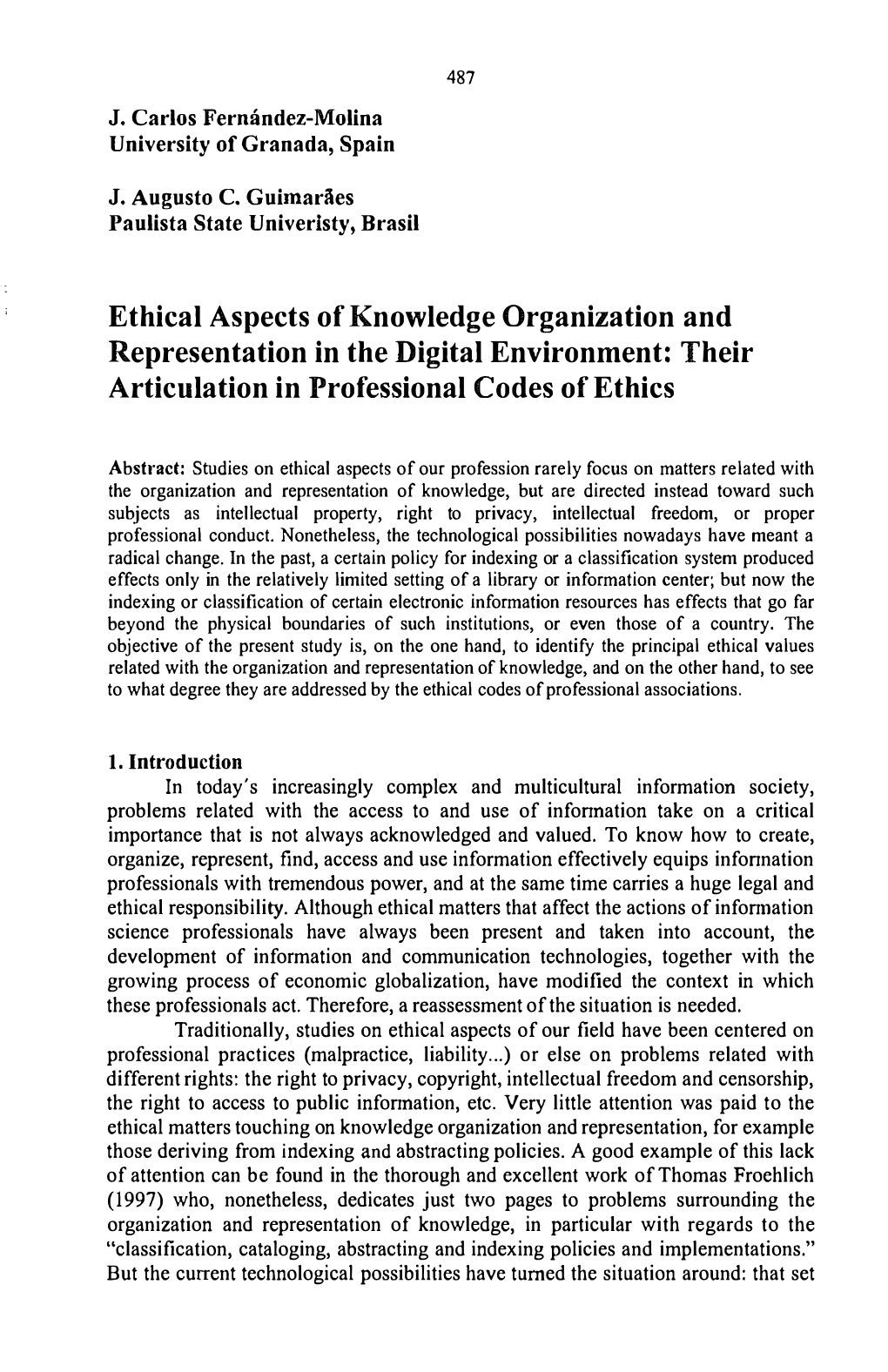 Their Articulation in Professional Codes of Ethics