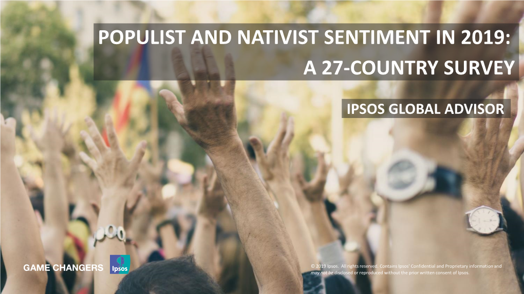 Populist and Nativist Sentiment in 2019: a 27-Country Survey