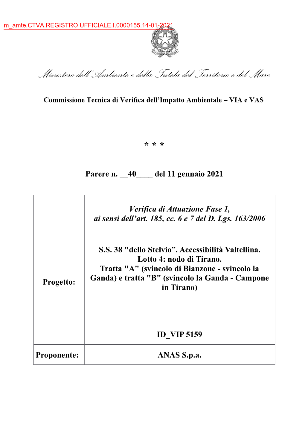 Ministero Dell'ambiente E Della Tutela Del Territorio E Del Mare