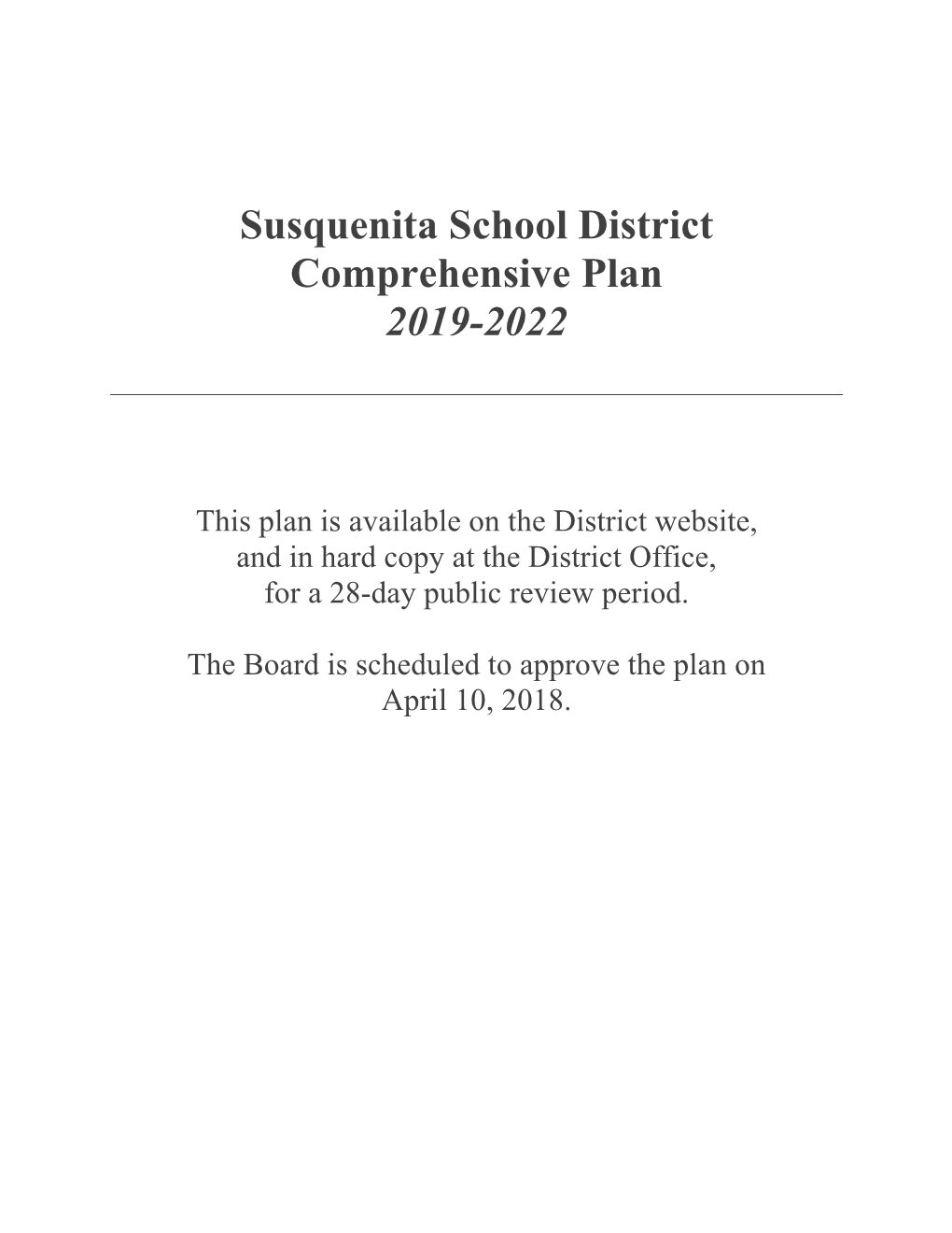 Susquenita School District Comprehensive Plan 2019-2022