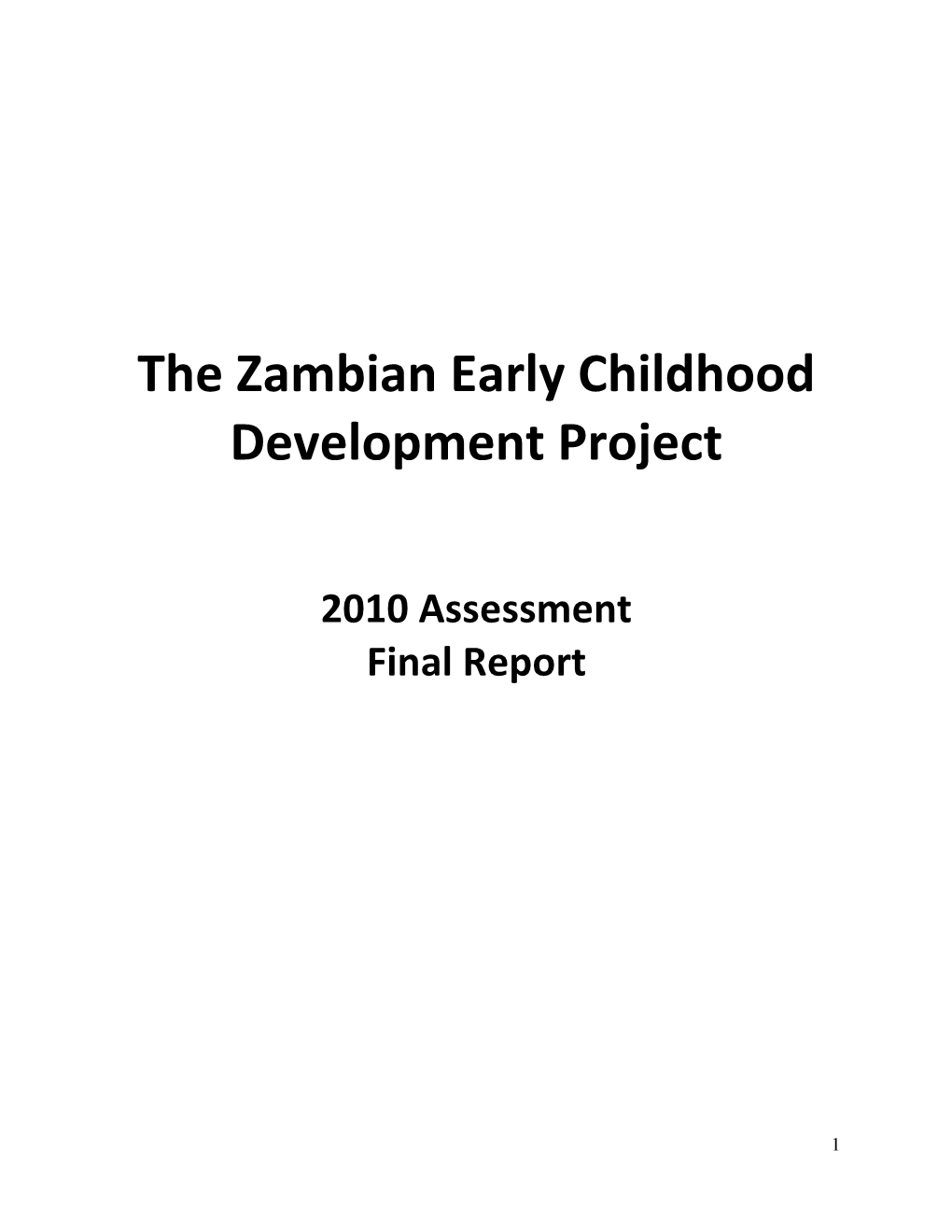 The Zambian Early Childhood Development Project