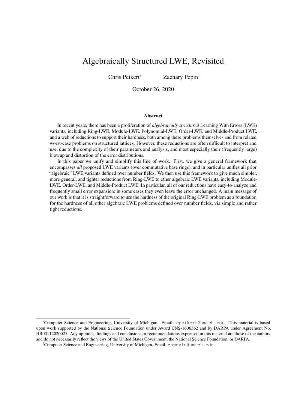 Algebraically Structured LWE, Revisited