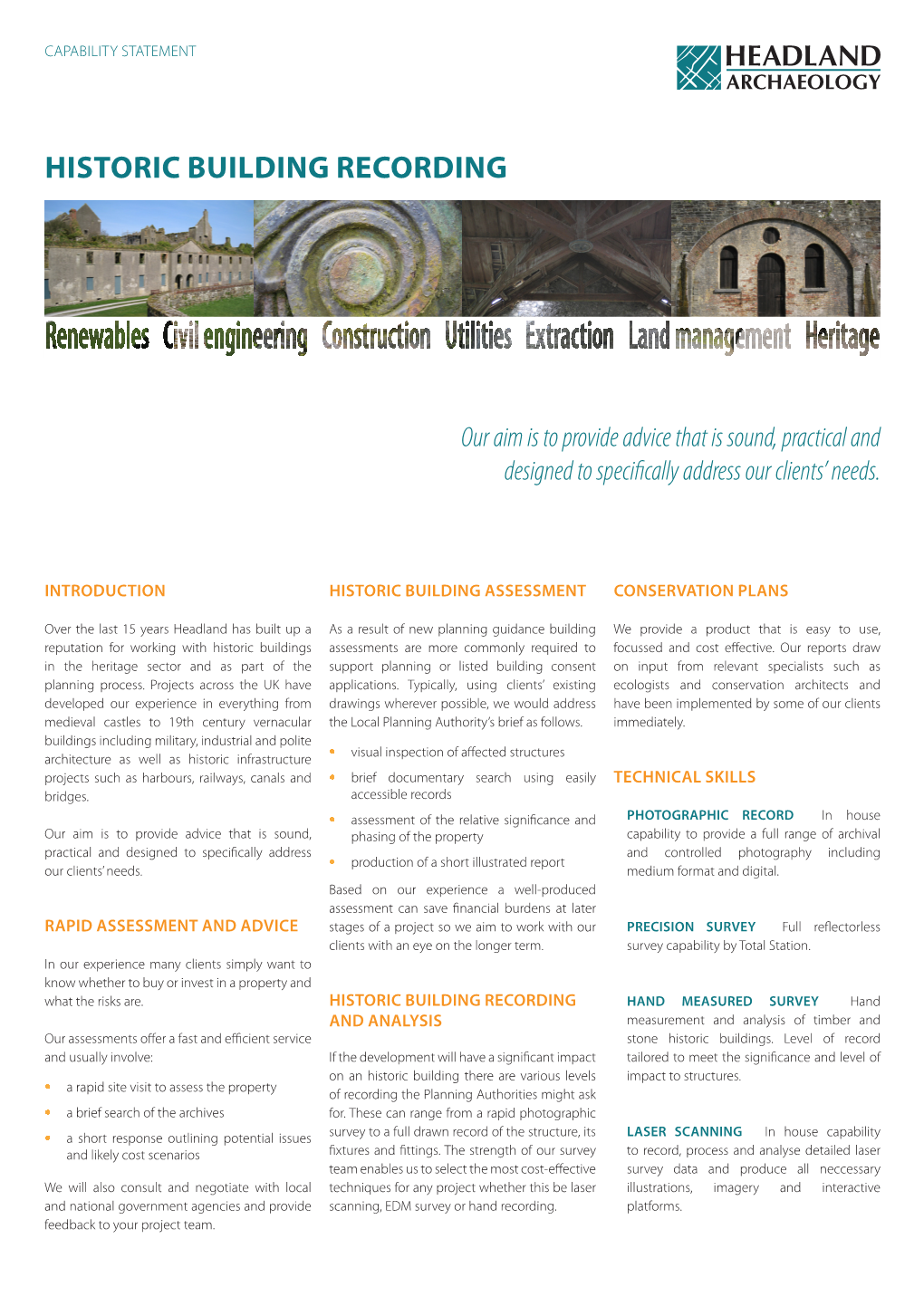 Renewables Civil Engineering Construction Utilities Extraction Land Management Heritage
