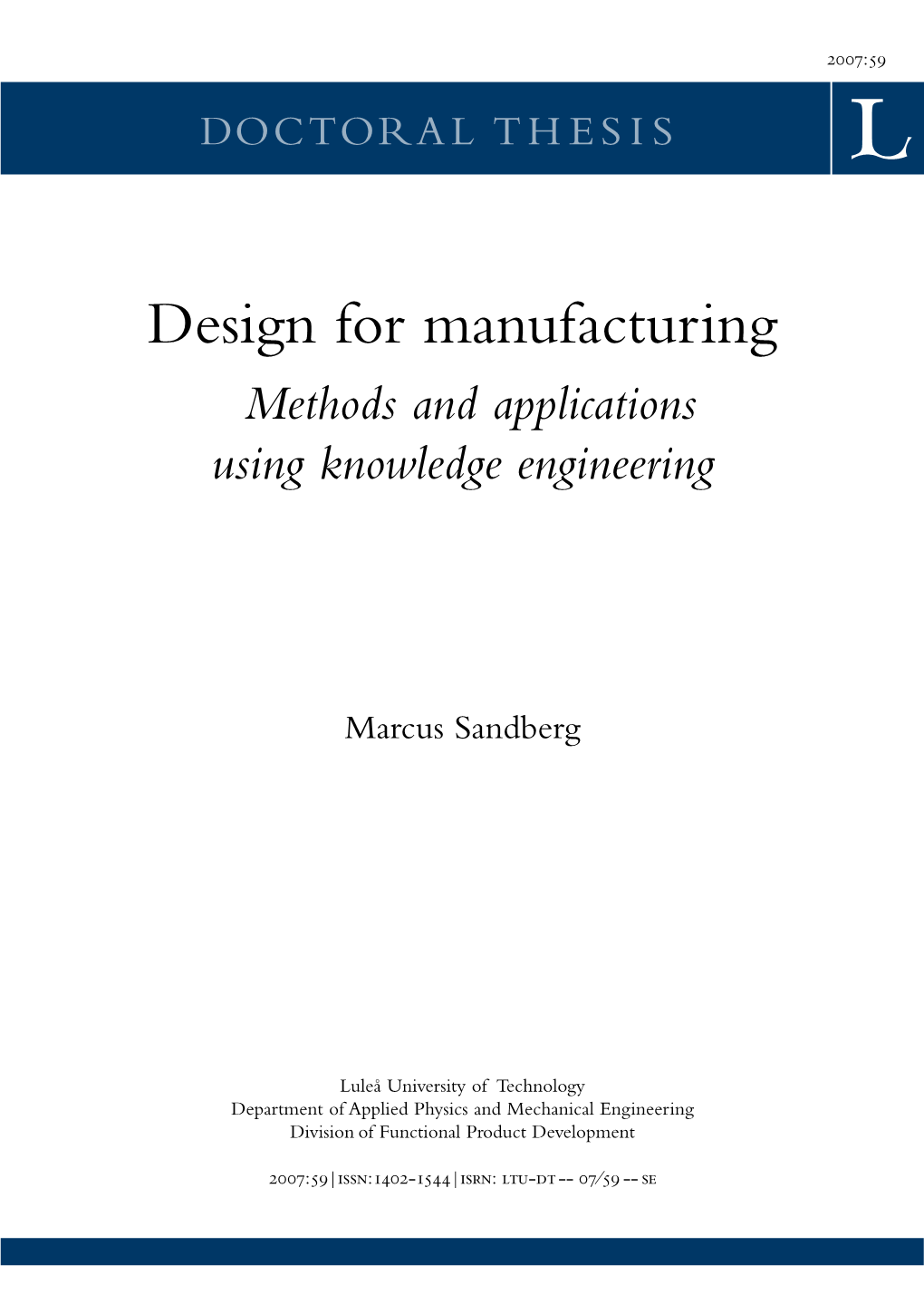 Design for Manufacturing: Methods and Applications Using Knowledge Engineering