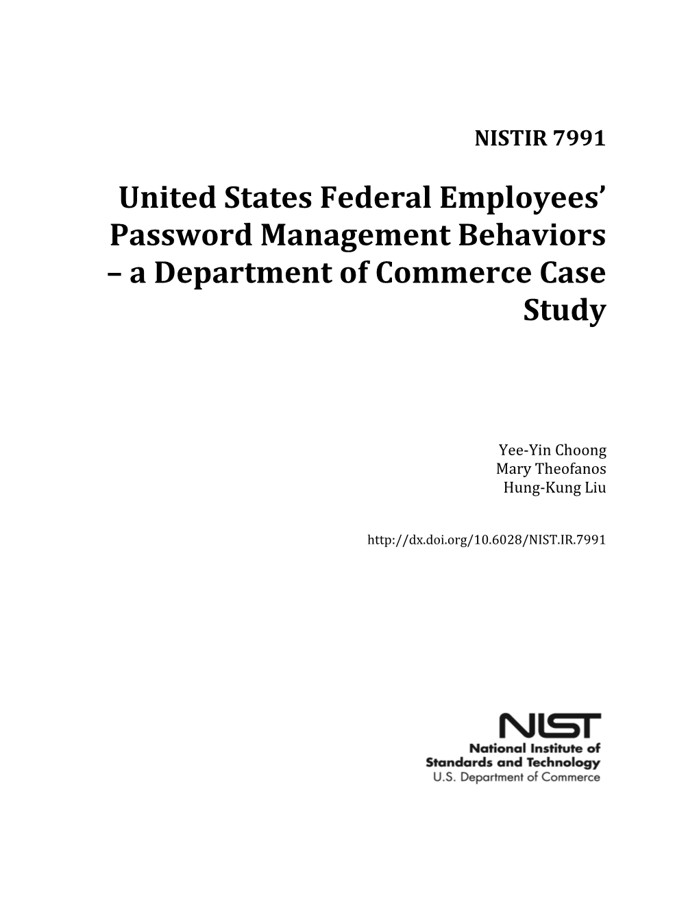 United States Federal Employees' Password Management Behaviors