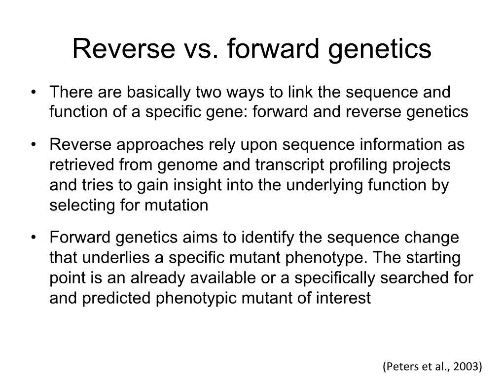 Forward Genetics