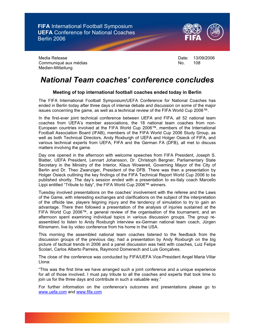 National Team Coaches' Conference Concludes