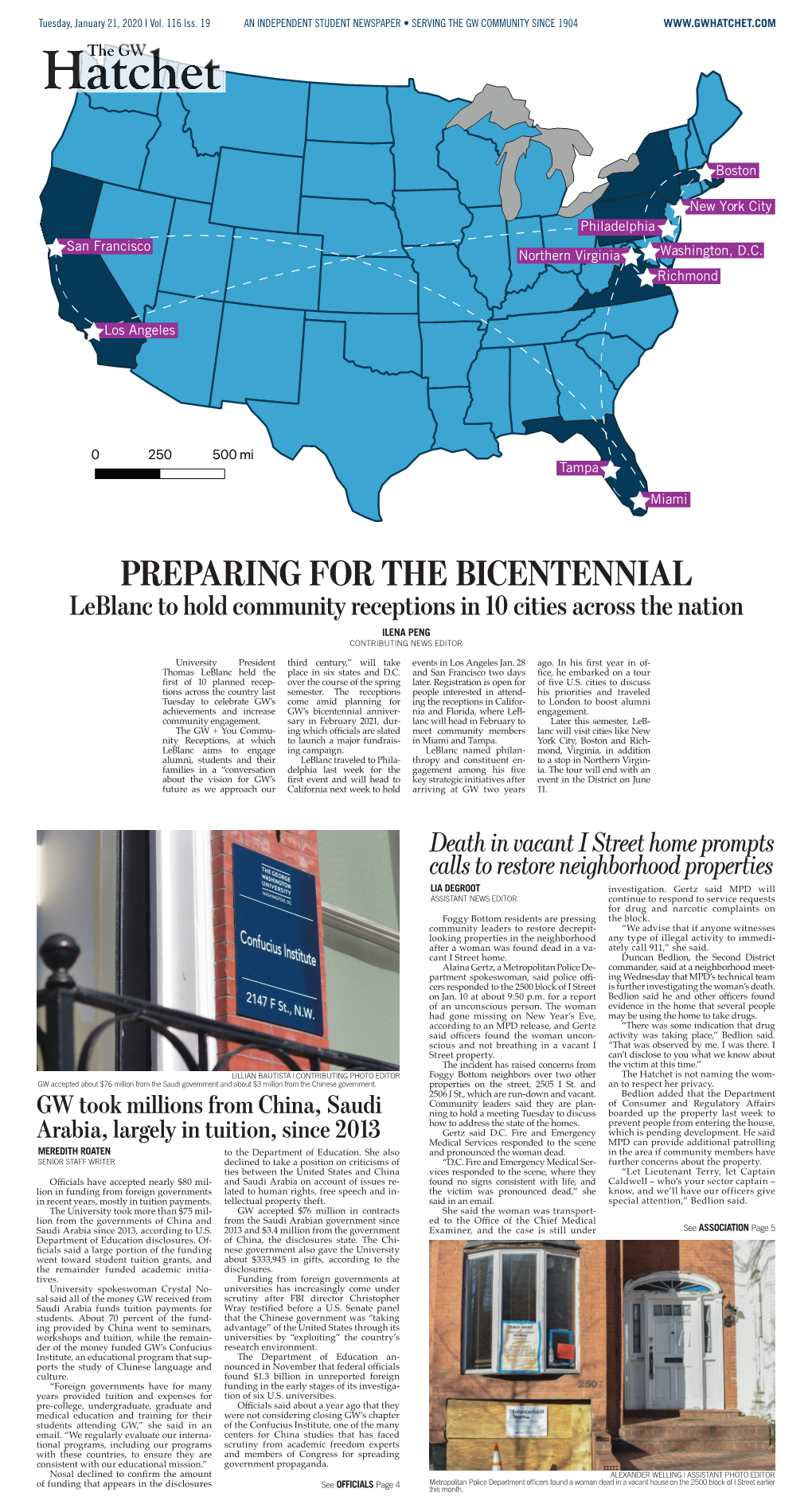 PREPARING for the BICENTENNIAL Leblanc to Hold Community Receptions in 10 Cities Across the Nation ILENA PENG CONTRIBUTING NEWS EDITOR