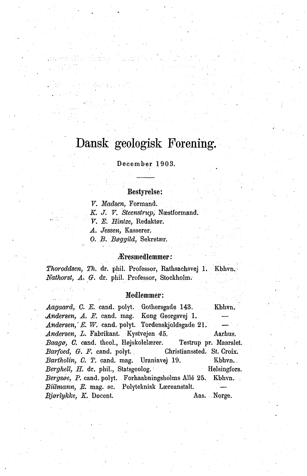 Meddelelser Fra Dansk Geologisk Forening Bind 2, Hefte 3, S. VII-XII