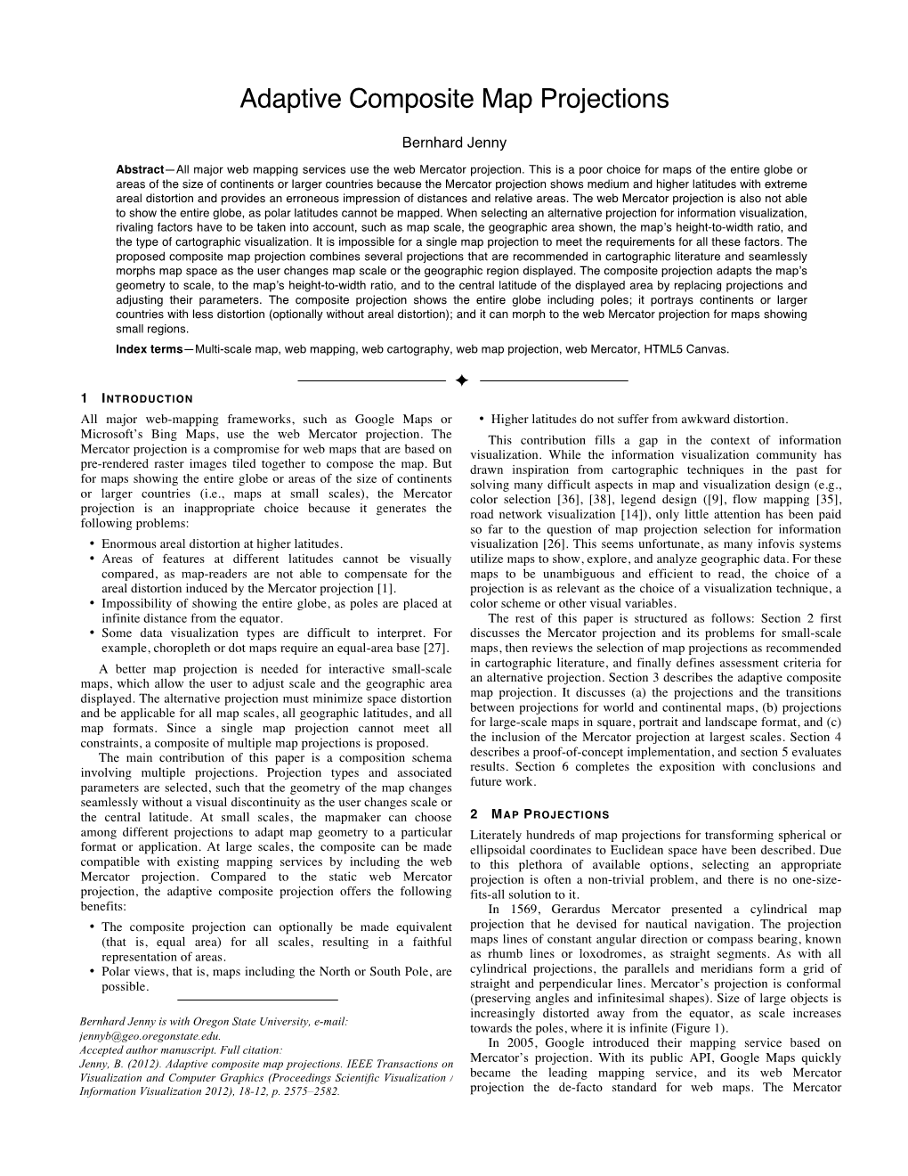 Adaptive Composite Map Projections