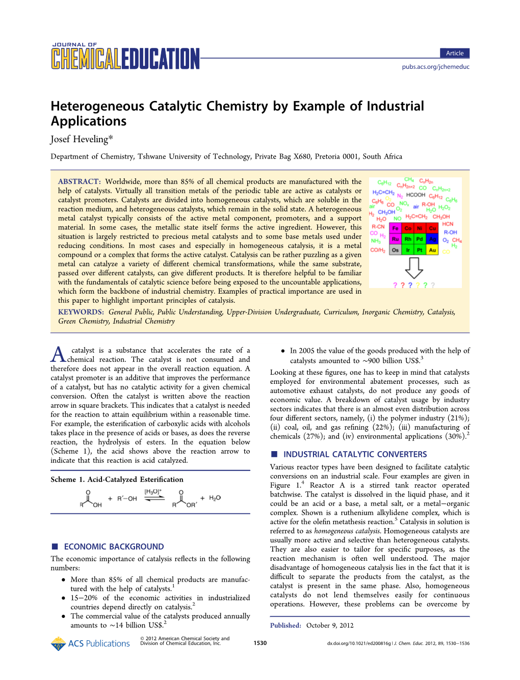 Heterogeneous Catalytic Chemistry by Example of Industrial Applications