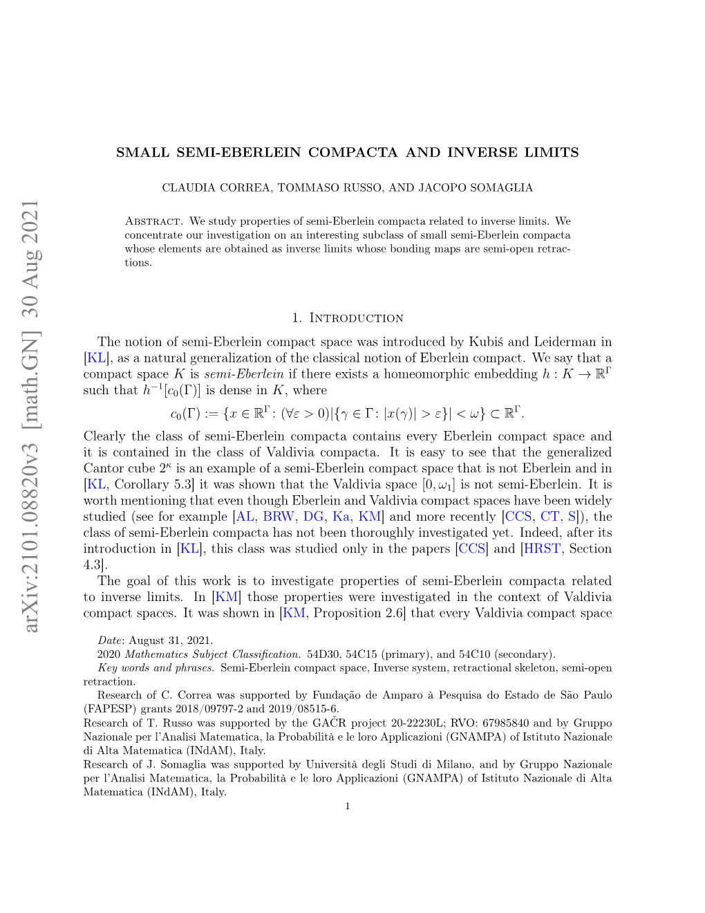 Arxiv:2101.08820V2 [Math.GN] 20 Feb 2021