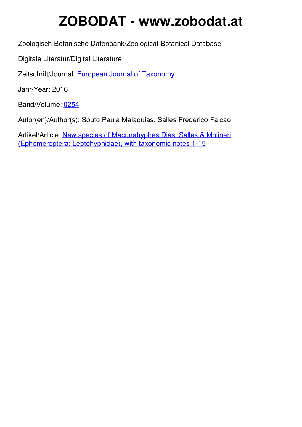 New Species of Macunahyphes Dias, Salles & Molineri