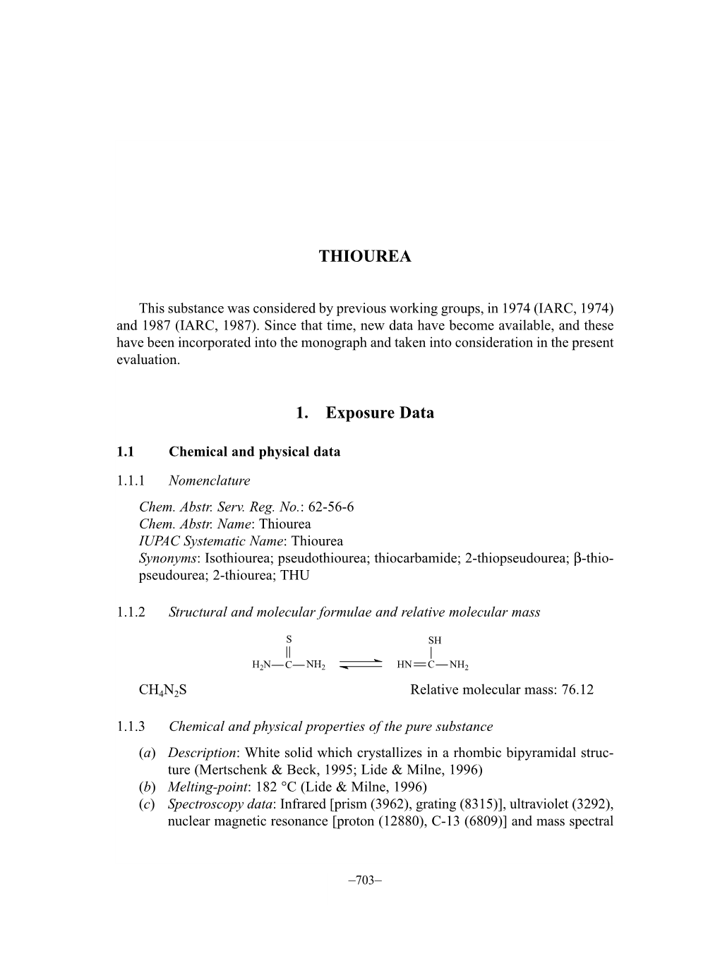 THIOUREA 1. Exposure Data