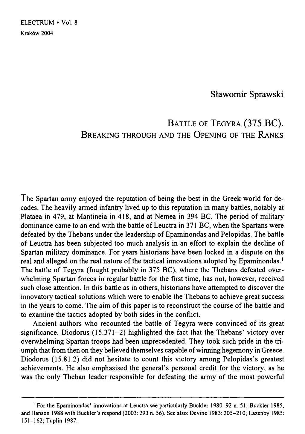 Battle of Tegyra (375 BC). Breaking Through and the Opening of the Ranks