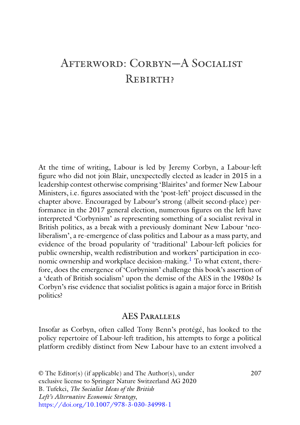 Afterword: Corbyn---A Socialist Rebirth?