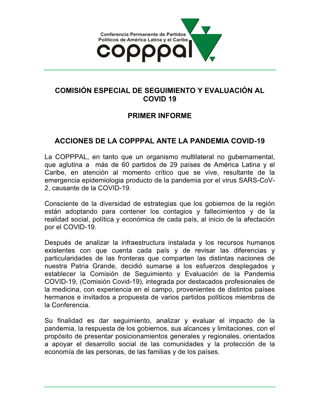 Comisión Especial De Seguimiento Y Evaluación Al Covid 19