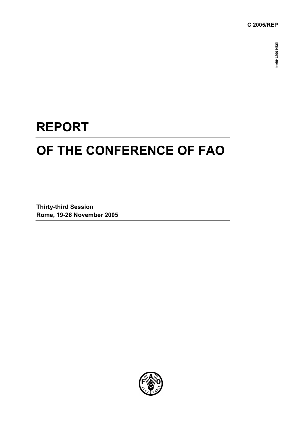 Report of the Conference of Fao