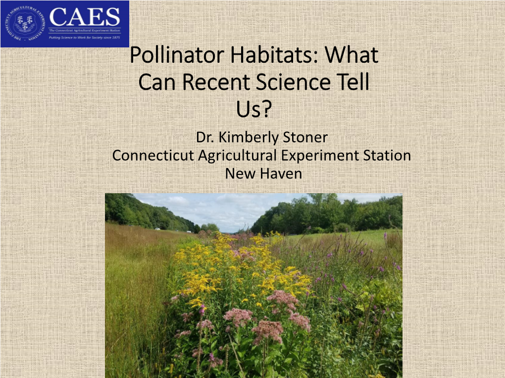 Kimberly Stoner- Pollinator Habitats – What Can Recent Science Tell