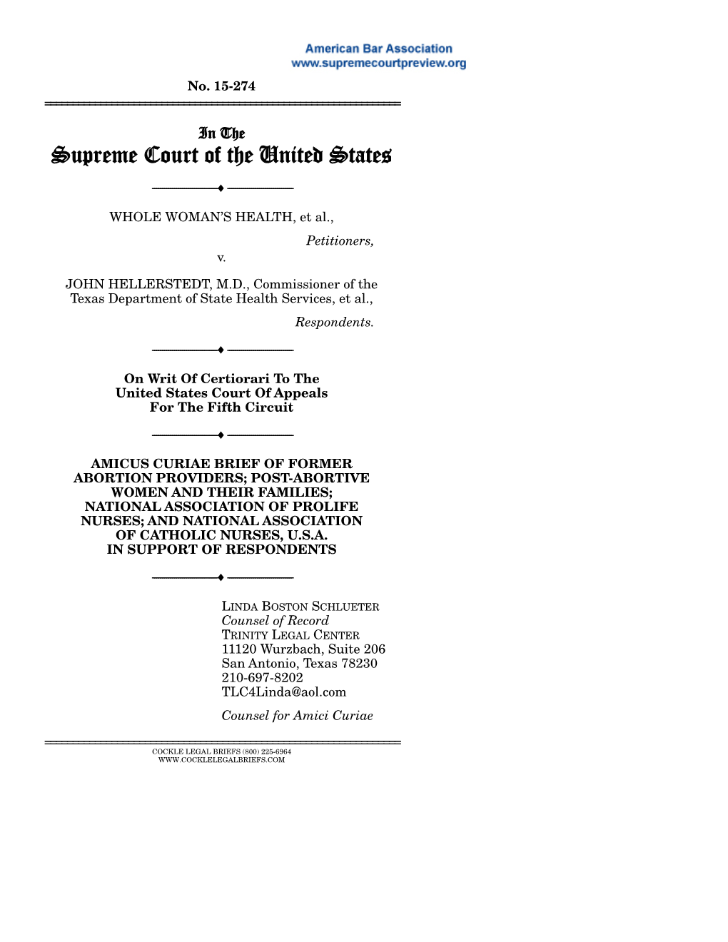 Amicus Curiae Brief of Former Abortion Providers