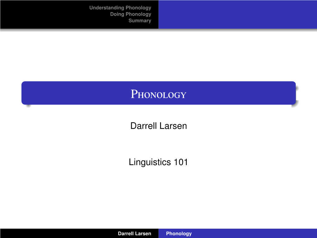 Phonology Doing Phonology Summary