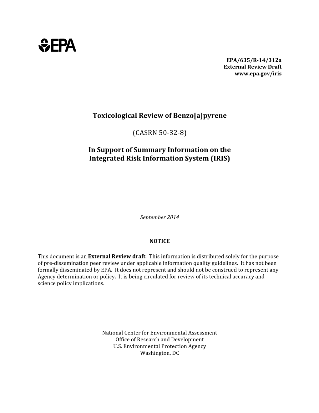 Toxicological Review of Benzo[A]Pyrene