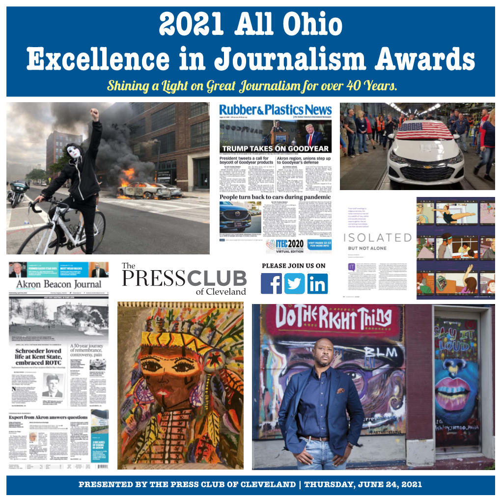 2021 All Ohio Excellence in Journalism Awards Shining a Light on Great Journalism for Over 40 Years