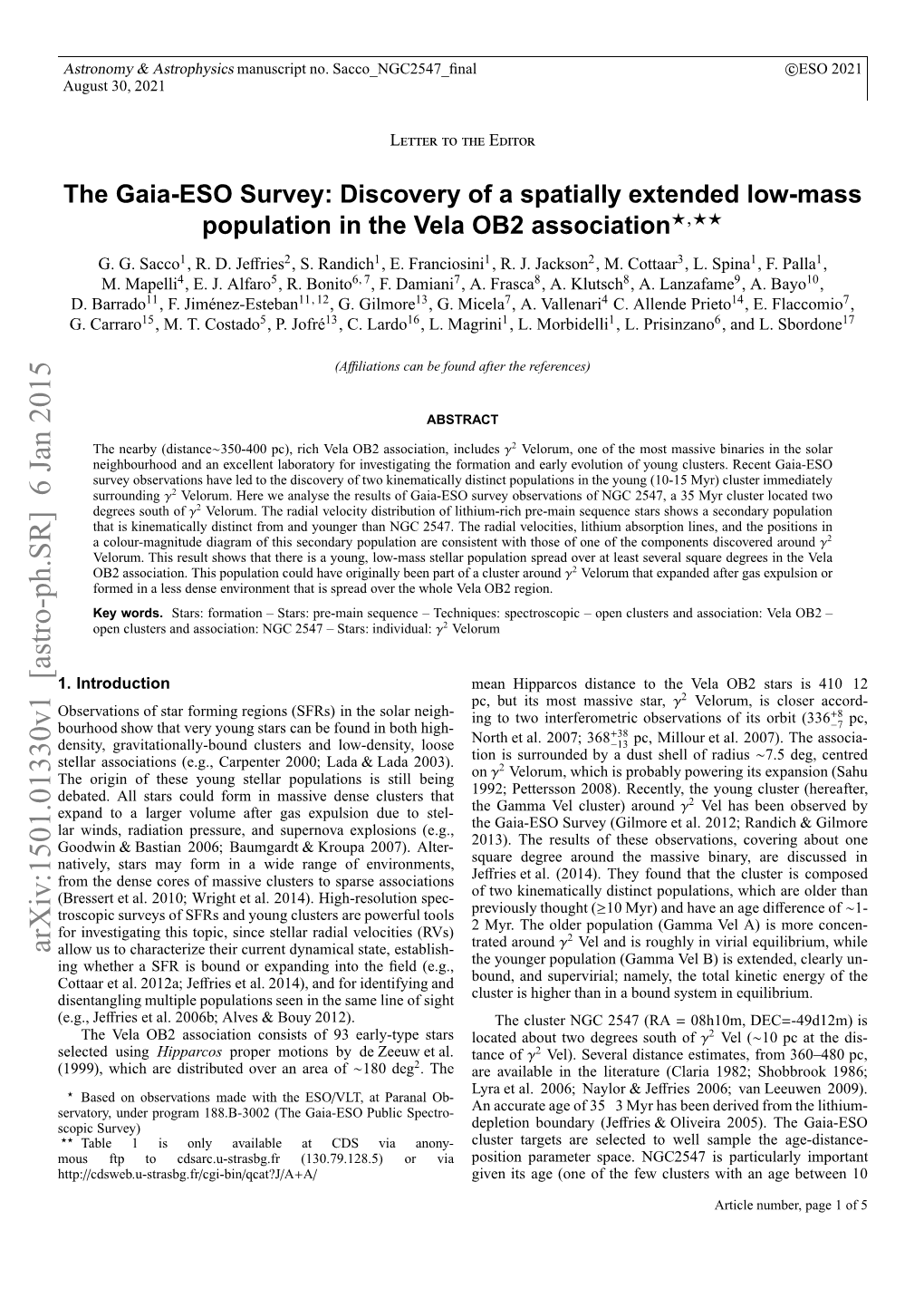 The Gaia-ESO Survey: Discovery of a Spatially Extended Low-Mass Population in the Vela OB2 Association