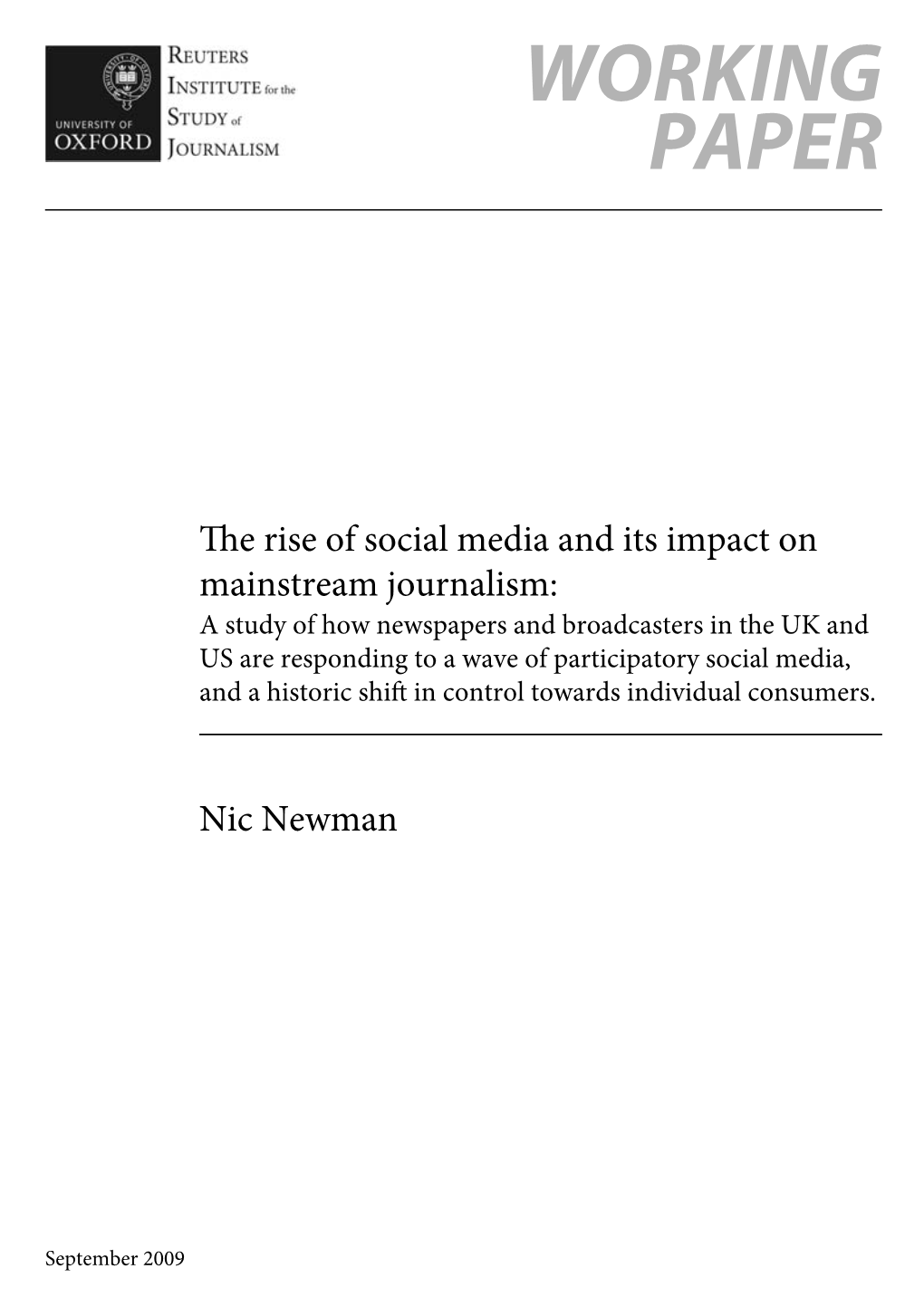 The Rise of Social Media and Its Impact on Mainstream Journalism