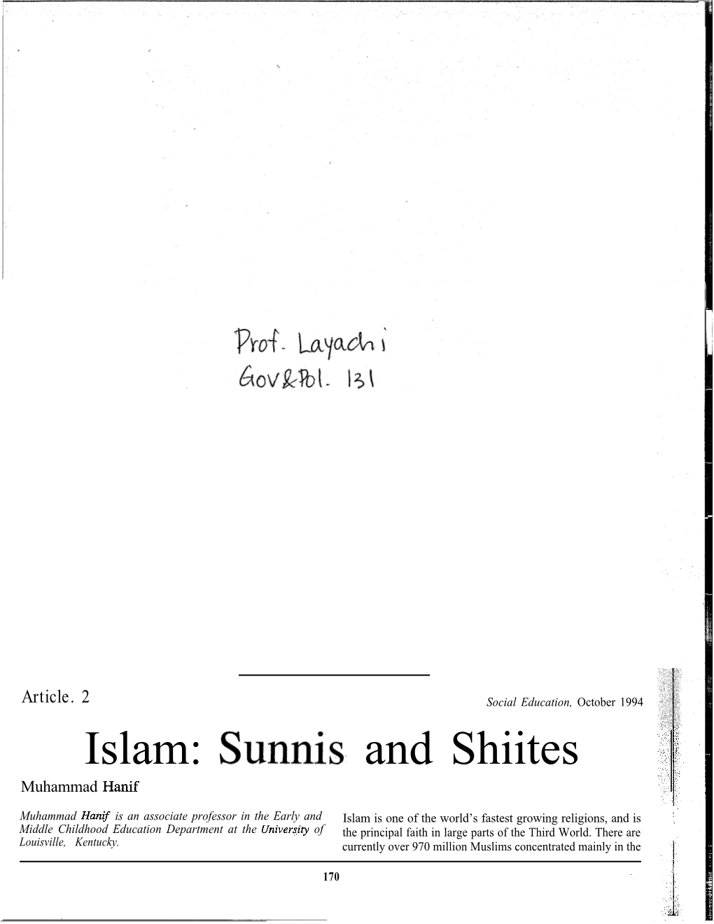 Islam: Sunnis. and Shiites Muhammad Hanif