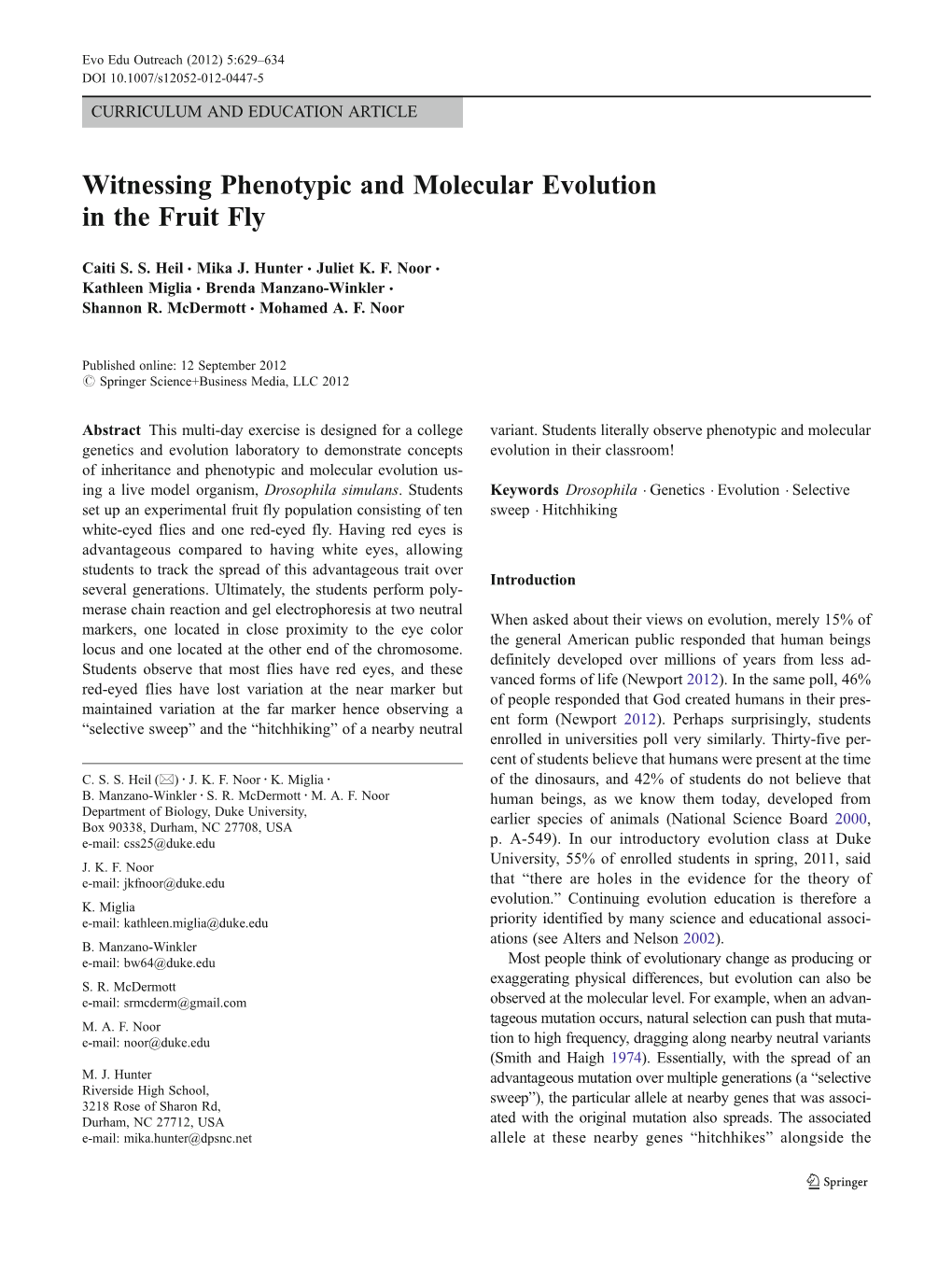 Witnessing Phenotypic and Molecular Evolution in the Fruit Fly