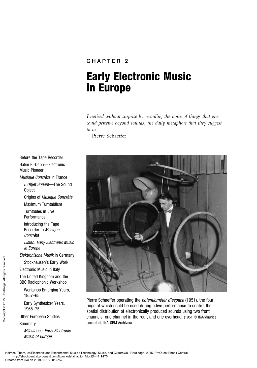 Early Electronic Music in Europe