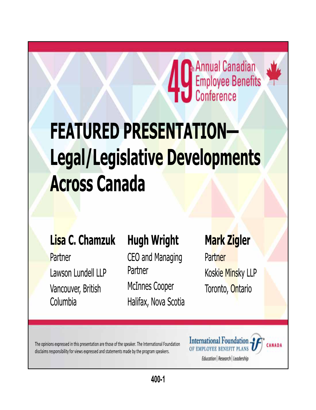 Legal/Legislative Developments Across Canada