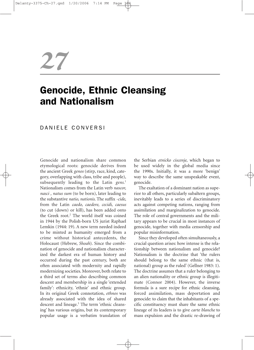 Genocide, Ethnic Cleansing and Nationalism