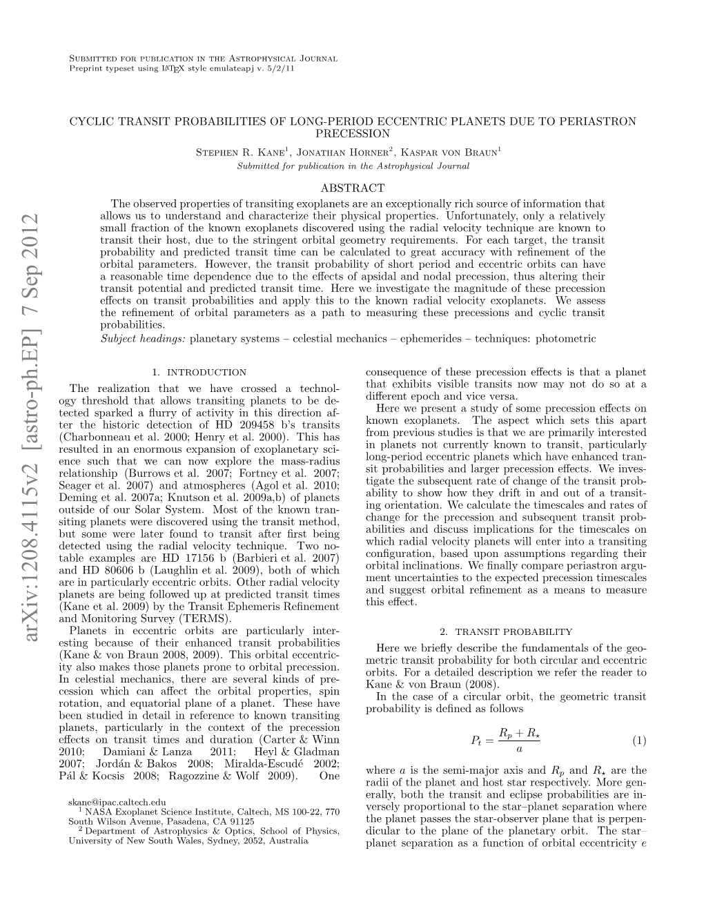 Cyclic Transit Probabilities of Long-Period Eccentric Planets Due